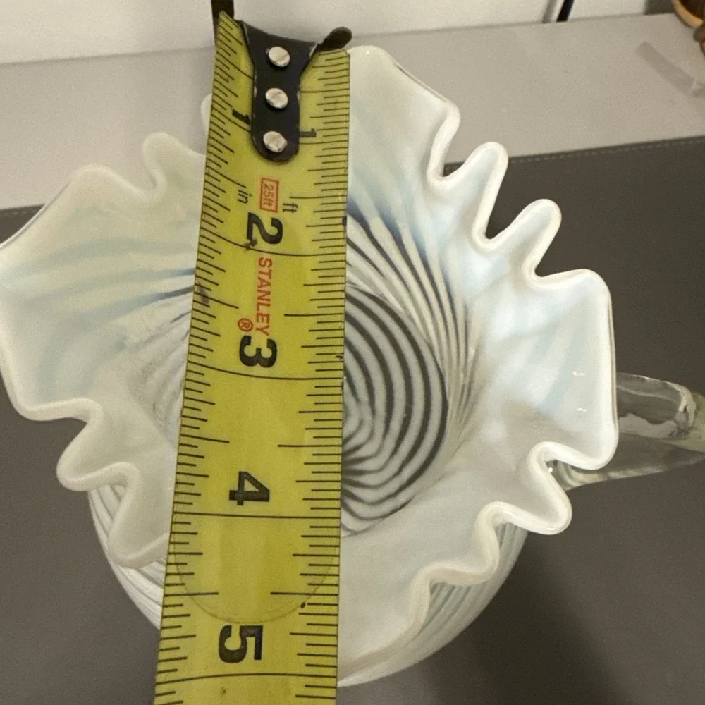 Antique Northwood White Opalescent Swirl Pitcher Victorian Glass 9in
